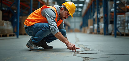 Cracked bridge surface representing structural defects and challenges in quantum crack detection