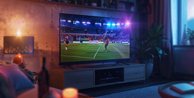 Fans watching real-time AI-generated sports highlights on screen