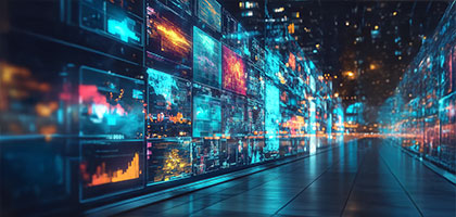 Multiple screens displaying AI-driven video tagging and analytics