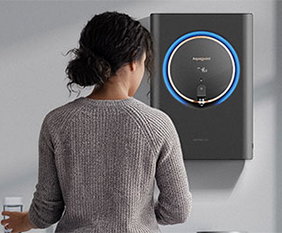 Real-time TDS water quality display integrated into the Aquaguard Aspire Halo purifier interface